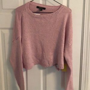 Forever 21 baby pink cropped scalloped knit sweater NWT